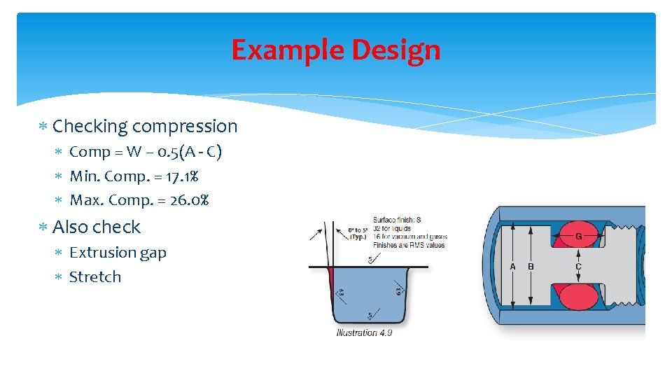 Example Design Checking compression Comp = W – 0. 5(A - C) Min. Comp.