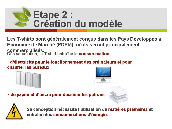 Etape 2 : Création du modèle Les T-shirts sont généralement conçus dans les Pays