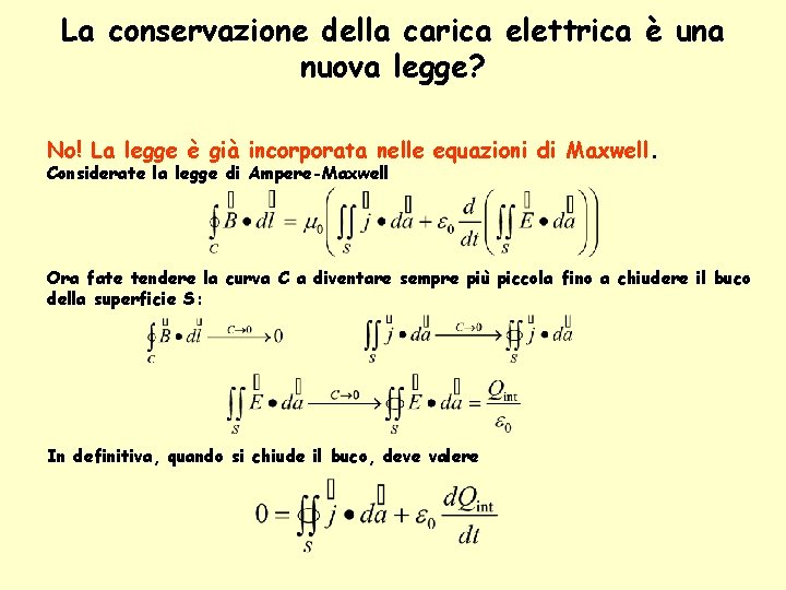 La conservazione della carica elettrica è una nuova legge? No! La legge è già