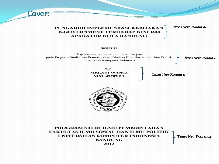 Cover: Times New Roman 16 Times New Roman 12 Times New Roman 14 