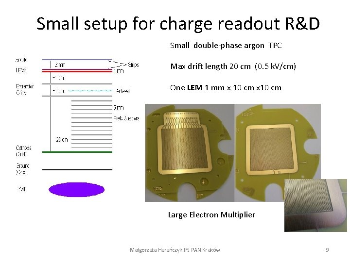 Small setup for charge readout R&D Small double-phase argon TPC Max drift length 20