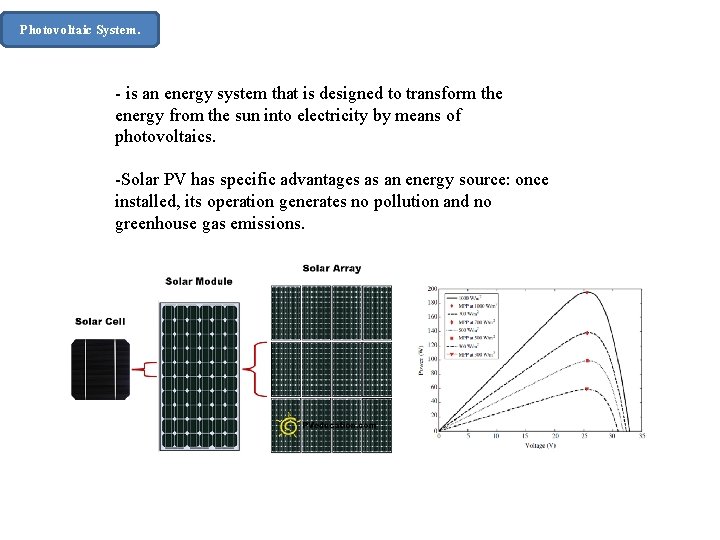 Photovoltaic System. - is an energy system that is designed to transform the energy Photovoltaic System. - is an energy system that is designed to transform the energy