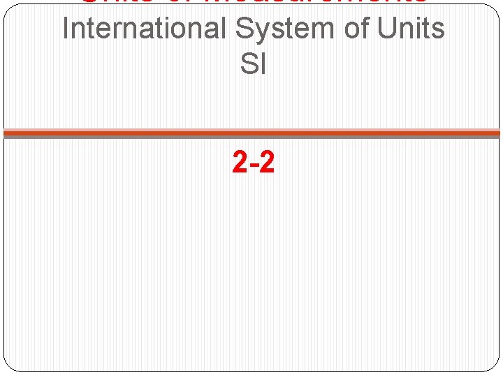 Units of Measurements International System of Units SI