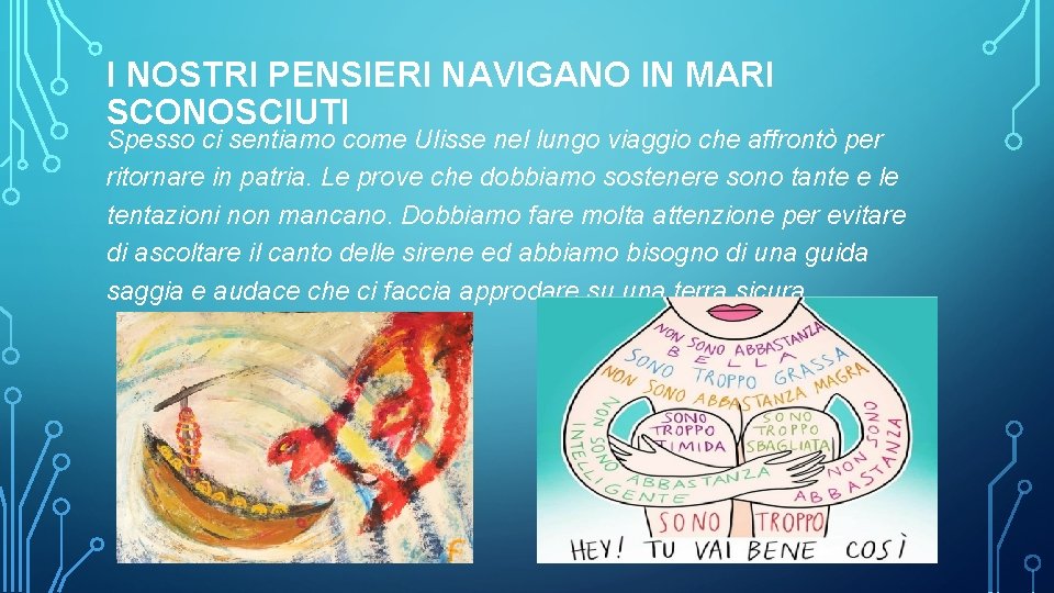 I NOSTRI PENSIERI NAVIGANO IN MARI SCONOSCIUTI Spesso ci sentiamo come Ulisse nel lungo