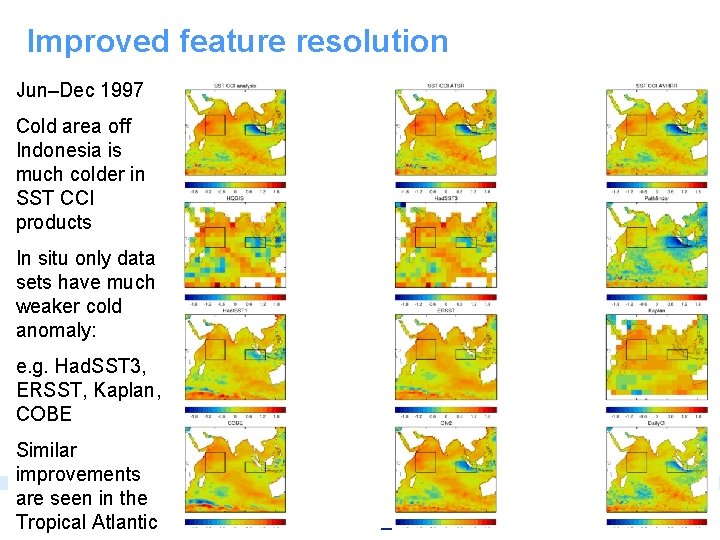 Improved feature resolution Jun–Dec 1997 Cold area off Indonesia is much colder in SST