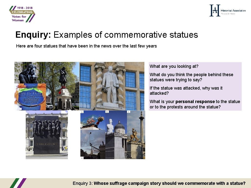 Enquiry: Examples of commemorative statues Here are four statues that have been in the
