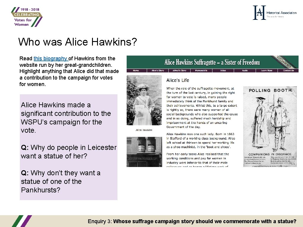 Who was Alice Hawkins? Read this biography of Hawkins from the website run by