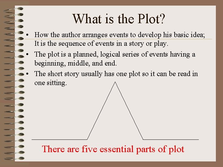 What is the Plot? • How the author arranges events to develop his basic