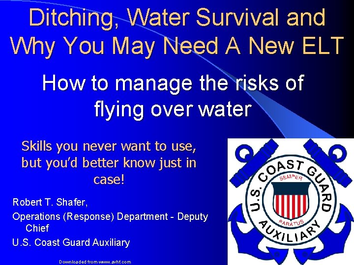 Ditching, Water Survival and Why You May Need A New ELT How to manage