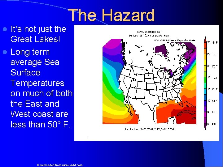 The Hazard It’s not just the Great Lakes! l Long term average Sea Surface