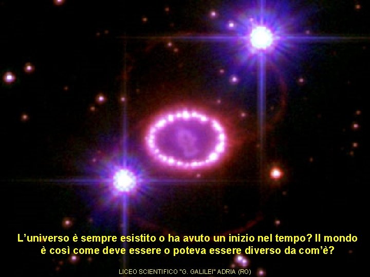 L’universo è sempre esistito o ha avuto un inizio nel tempo? Il mondo è