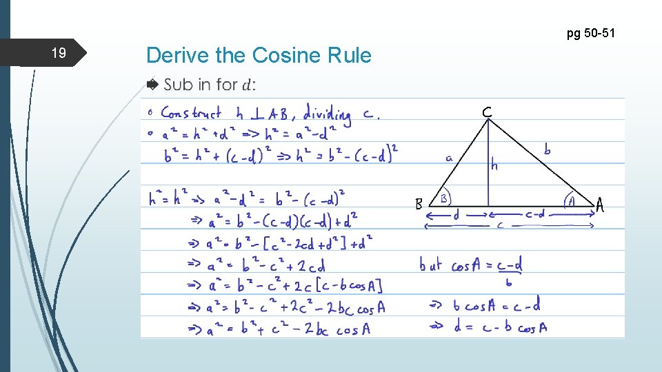 pg 50 -51 19 Derive the Cosine Rule 