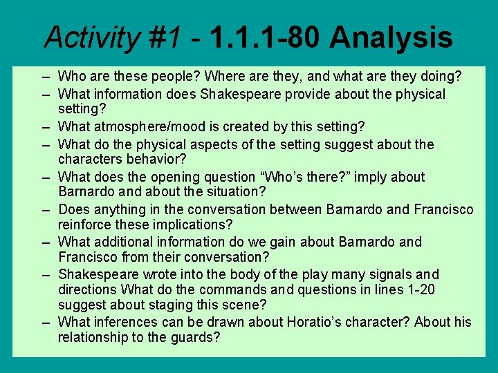 Activity #1 - 1. 1. 1 -80 Analysis – Who are these people? Where Activity #1 - 1. 1. 1 -80 Analysis – Who are these people? Where