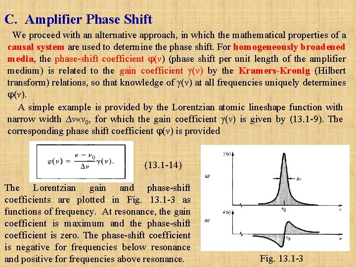 C. Amplifier Phase Shift We proceed with an alternative approach, in which the mathematical