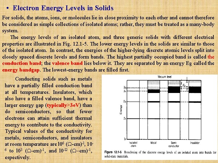  • Electron Energy Levels in Solids For solids, the atoms, ions, or molecules