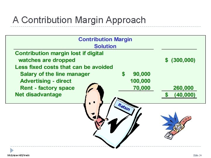 A Contribution Margin Approach Re tai Mc. Graw-Hill/Irwin n Slide 24 