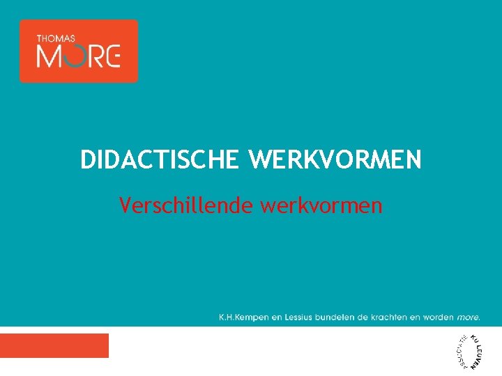 DIDACTISCHE WERKVORMEN Verschillende werkvormen LEERDOELEN Je kan