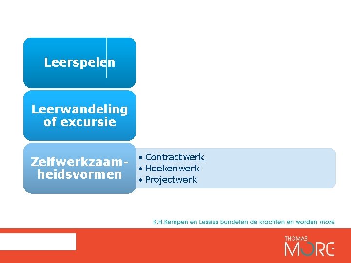 DIDACTISCHE WERKVORMEN Verschillende werkvormen LEERDOELEN Je kan
