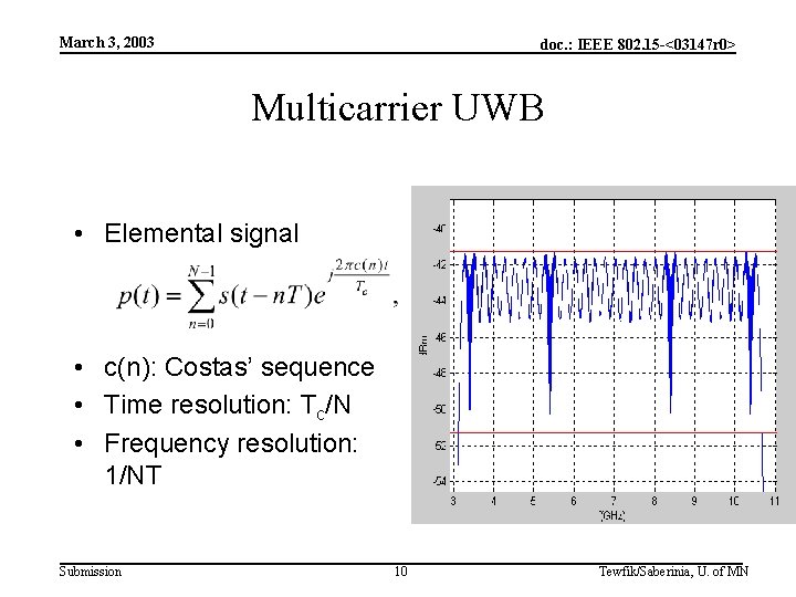 March 3, 2003 doc. : IEEE 802. 15 -<03147 r 0> Multicarrier UWB •