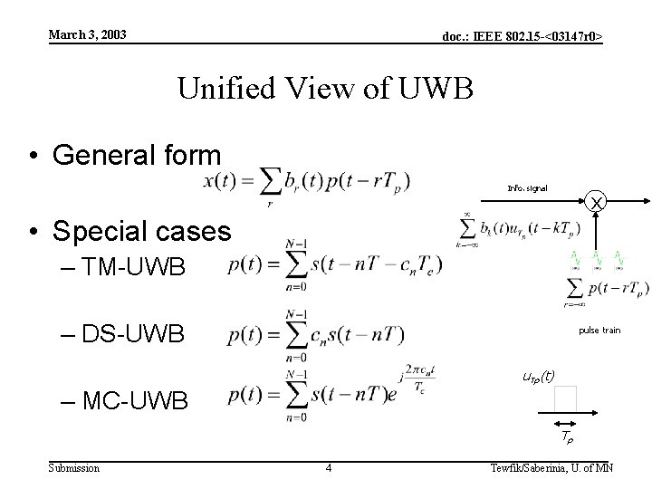 March 3, 2003 doc. : IEEE 802. 15 -<03147 r 0> Unified View of