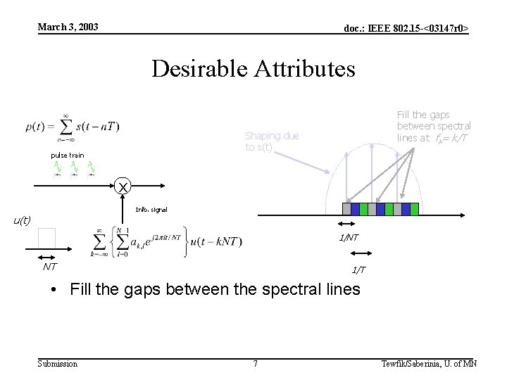 March 3, 2003 doc. : IEEE 802. 15 -<03147 r 0> Desirable Attributes Fill