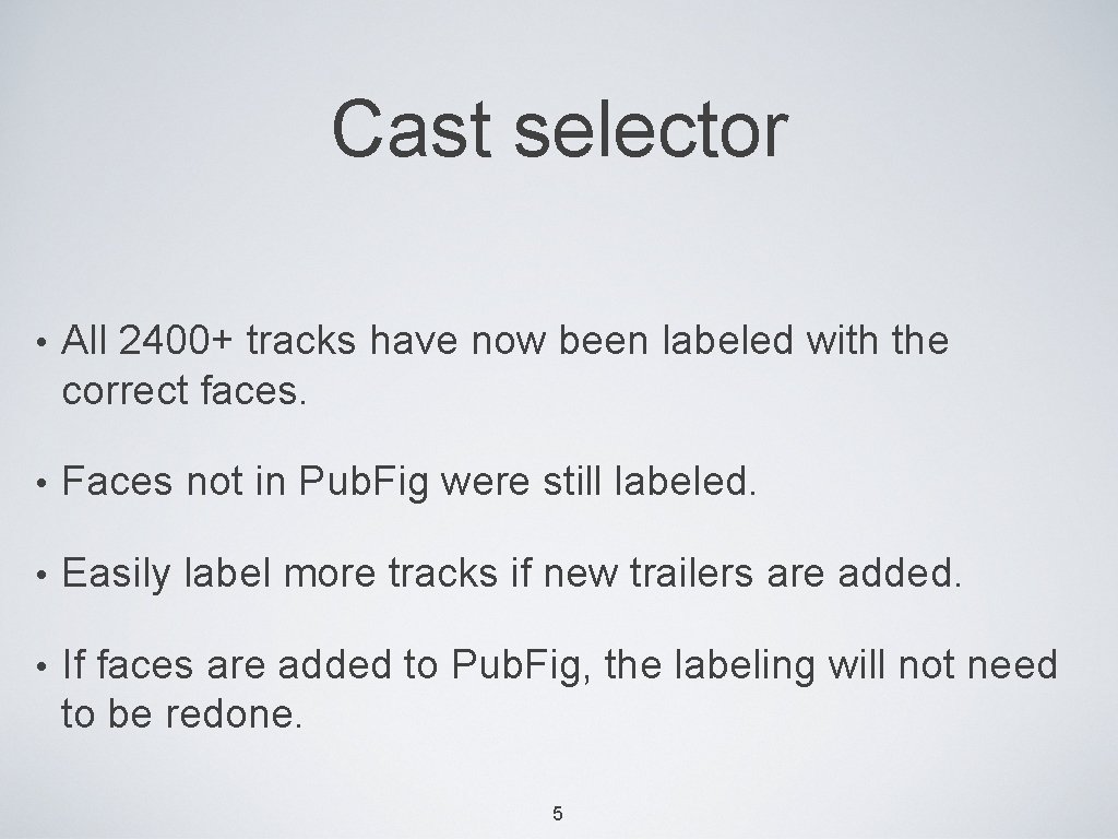 Cast selector • All 2400+ tracks have now been labeled with the correct faces.