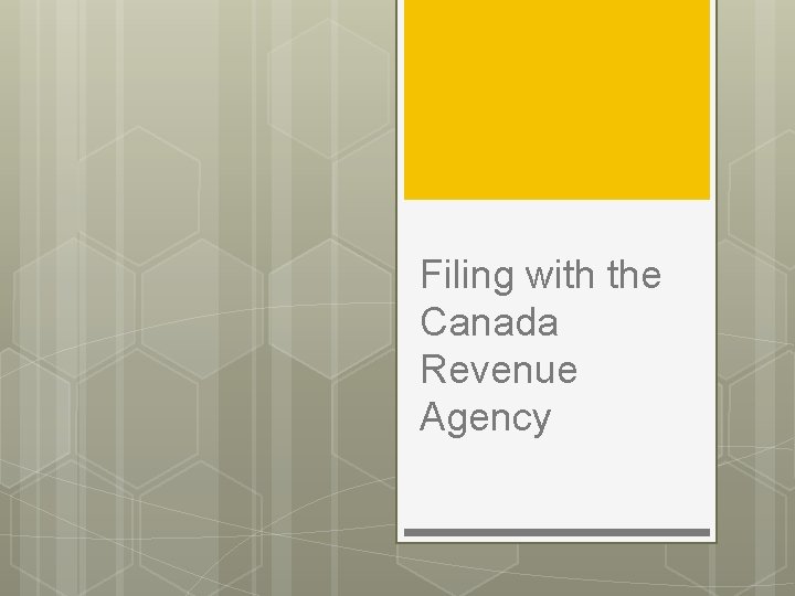 Filing with the Canada Revenue Agency 