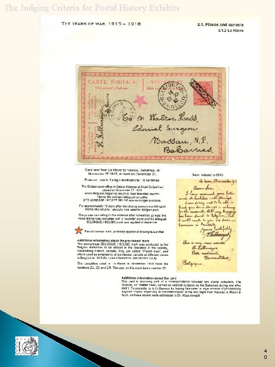 The Judging Criteria for Postal History Exhibits Example of good philatelic knowledge 4 0