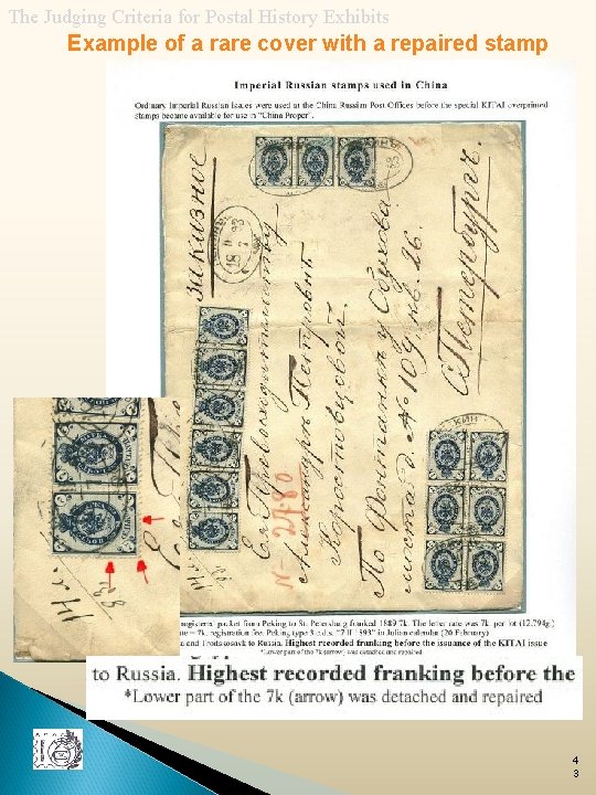 The Judging Criteria for Postal History Exhibits Example of a rare cover with a