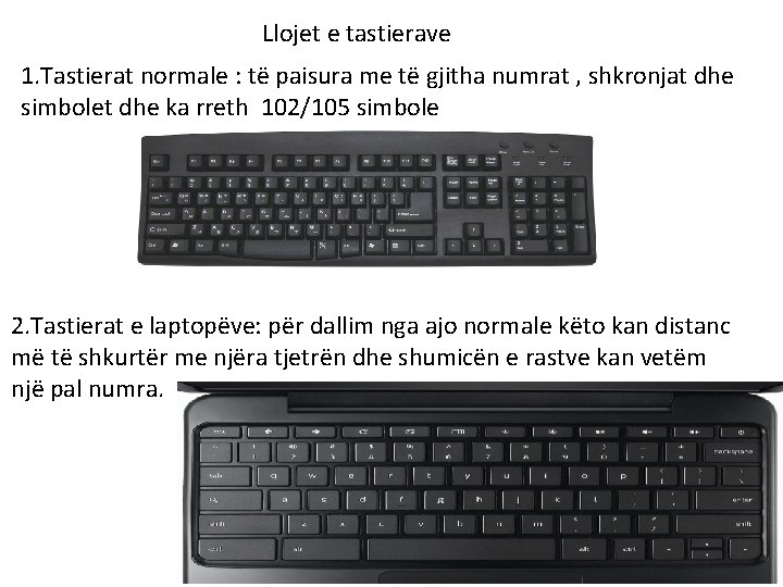 Llojet e tastierave 1. Tastierat normale : të paisura me të gjitha numrat , Llojet e tastierave 1. Tastierat normale : të paisura me të gjitha numrat ,