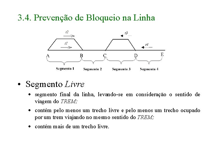 3. 4. Prevenção de Bloqueio na Linha • Segmento Livre · segmento final da