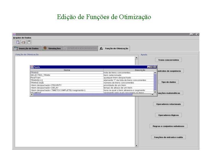 Edição de Funções de Otimização 