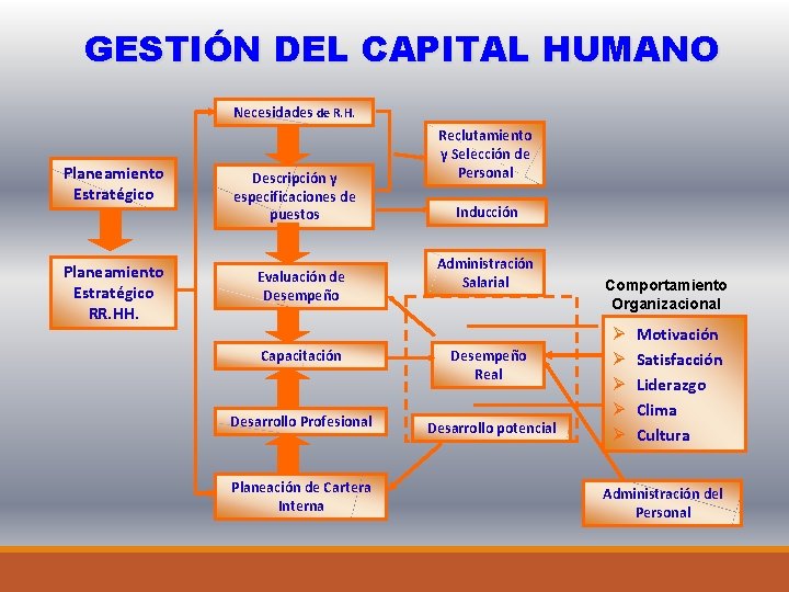GESTIÓN DEL CAPITAL HUMANO Necesidades de R. H. Planeamiento Estratégico RR. HH. Descripción y
