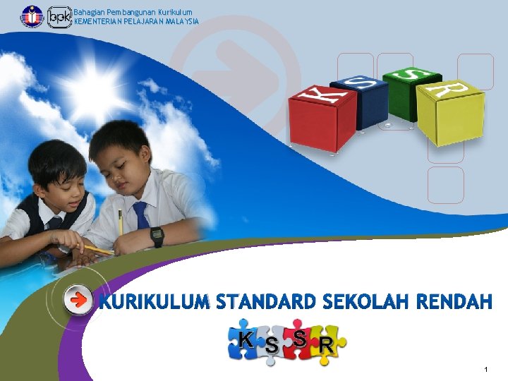 Bahagian Pembangunan Kurikulum KEMENTERIAN PELAJARAN MALAYSIA KURIKULUM STANDARD SEKOLAH RENDAH 1 