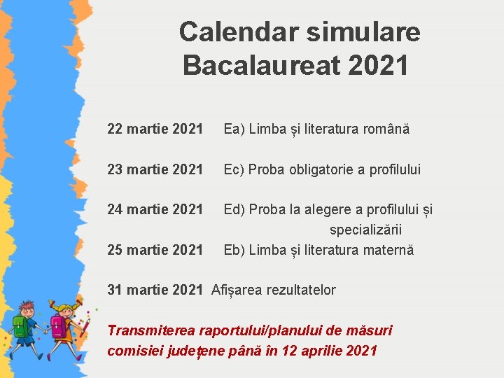 Calendar simulare Bacalaureat 2021 22 martie 2021 Ea) Limba și literatura română 23 martie