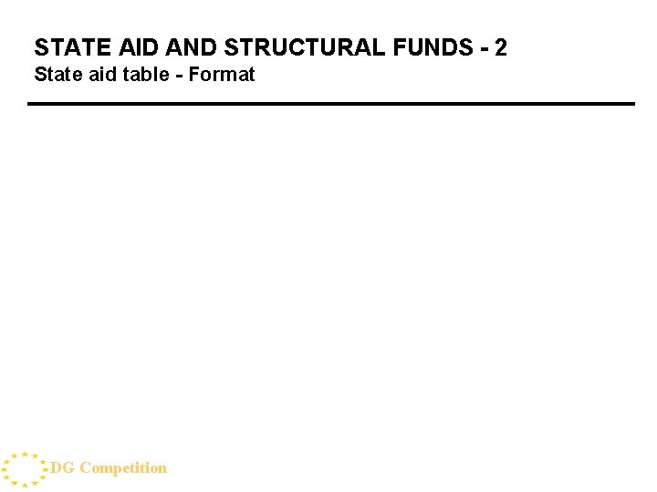 STATE AID AND STRUCTURAL FUNDS - 2 State aid table - Format DG Competition
