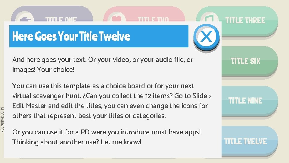 TITLE ONE TITLE TWO TITLE THREE Here Goes Your Title Twelve And here goes