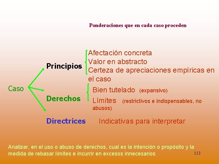 Ponderaciones que en cada caso proceden Caso Afectación concreta Valor en abstracto Principios Certeza