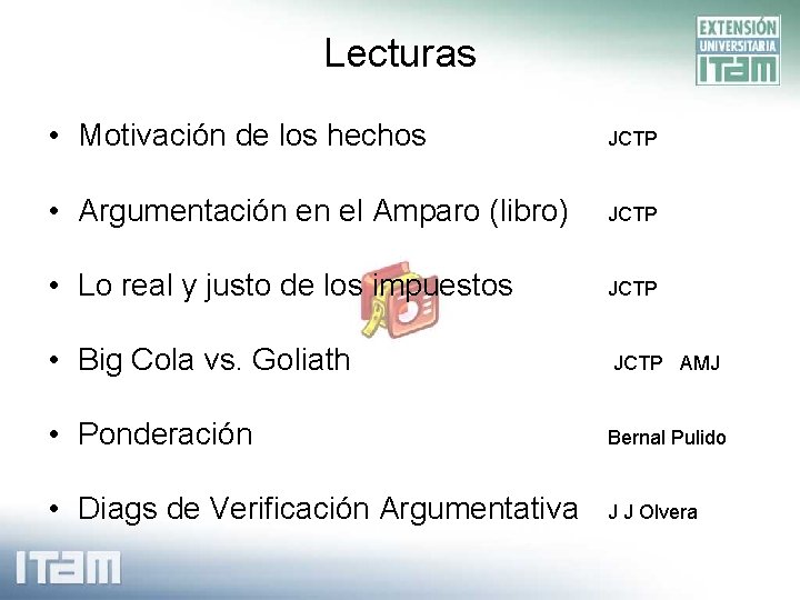 Lecturas • Motivación de los hechos JCTP • Argumentación en el Amparo (libro) JCTP