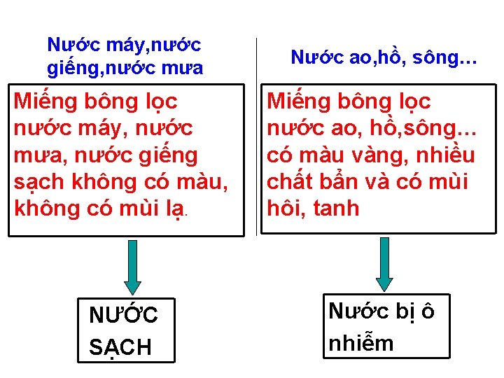 Nước máy, nước giếng, nước mưa Miếng bông lọc nước máy, nước mưa, nước