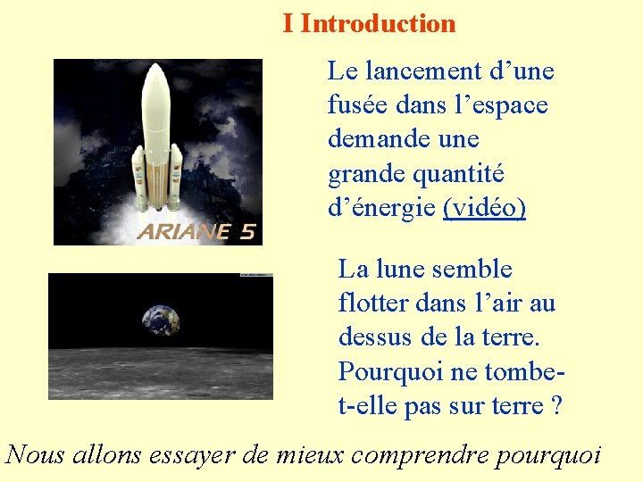 I Introduction Le lancement d’une fusée dans l’espace demande une grande quantité d’énergie (vidéo)