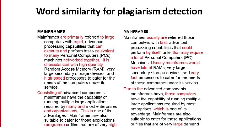 Word similarity for plagiarism detection 