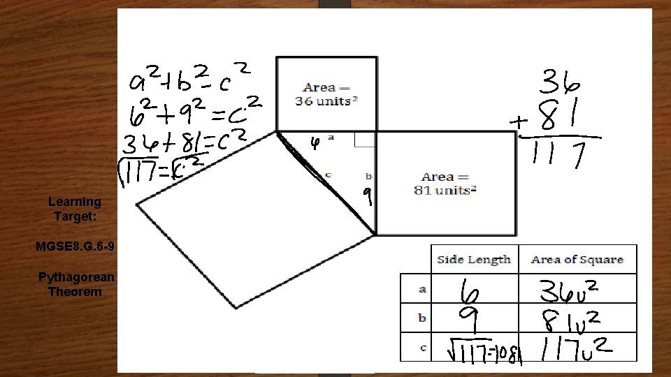 Learning Target: MGSE 8. G. 6 -9 Pythagorean Theorem 