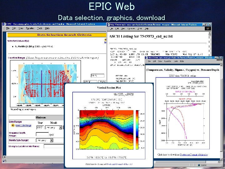 EPIC Web Data selection, graphics, download 