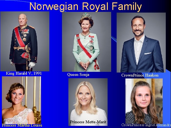 Norwegian Royal Family King Harald V, 1991 Princess Märtha Louise Queen Sonja Princess Mette-Marit