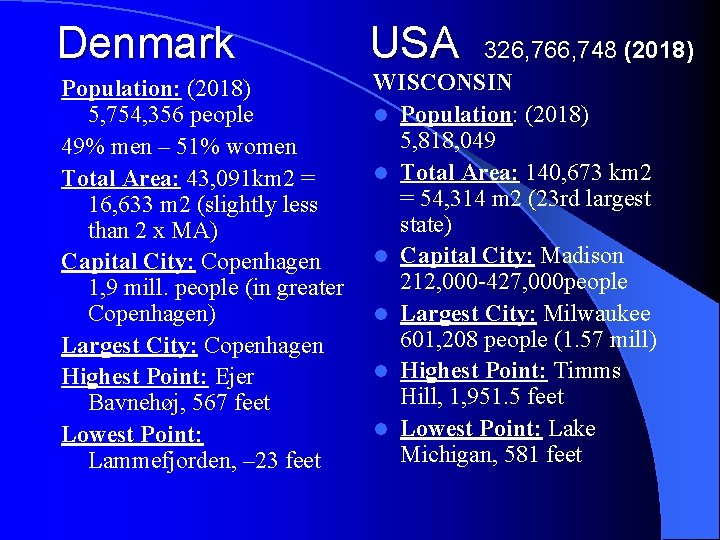 Denmark Population: (2018) 5, 754, 356 people 49% men – 51% women Total Area: