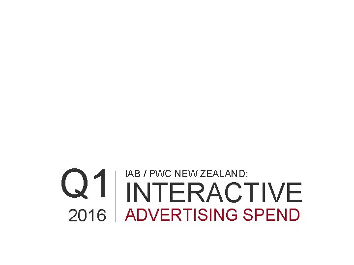 Q 1 2016 IAB / PWC NEW ZEALAND: INTERACTIVE ADVERTISING SPEND 