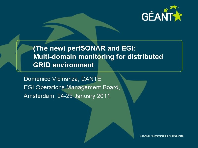 (The new) perf. SONAR and EGI: Multi-domain monitoring for distributed GRID environment Domenico Vicinanza,