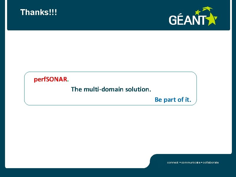 Thanks!!! perf. SONAR. The multi-domain solution. Be part of it. connect • communicate •