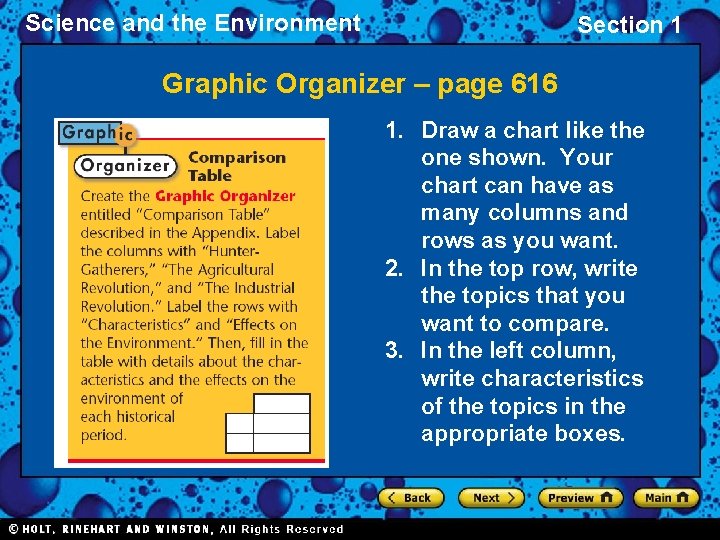 Science and the Environment Section 1 Graphic Organizer – page 616 1. Draw a